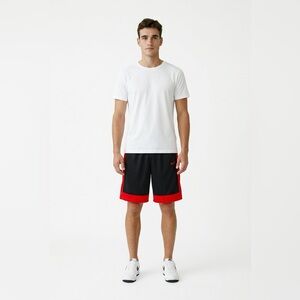 Vintage Y2K Nike Retro Embroidered Logo Black Red Mens Basketball Shorts Size XL